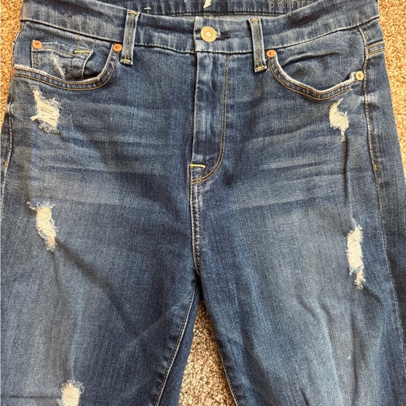EUC 7 For All Mankind Women’s Blue Skinny Jeans Distressed High Waisted Ankle 28 - Picture 4 of 9